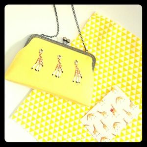 Embroidered Giraffe Patch Clutch